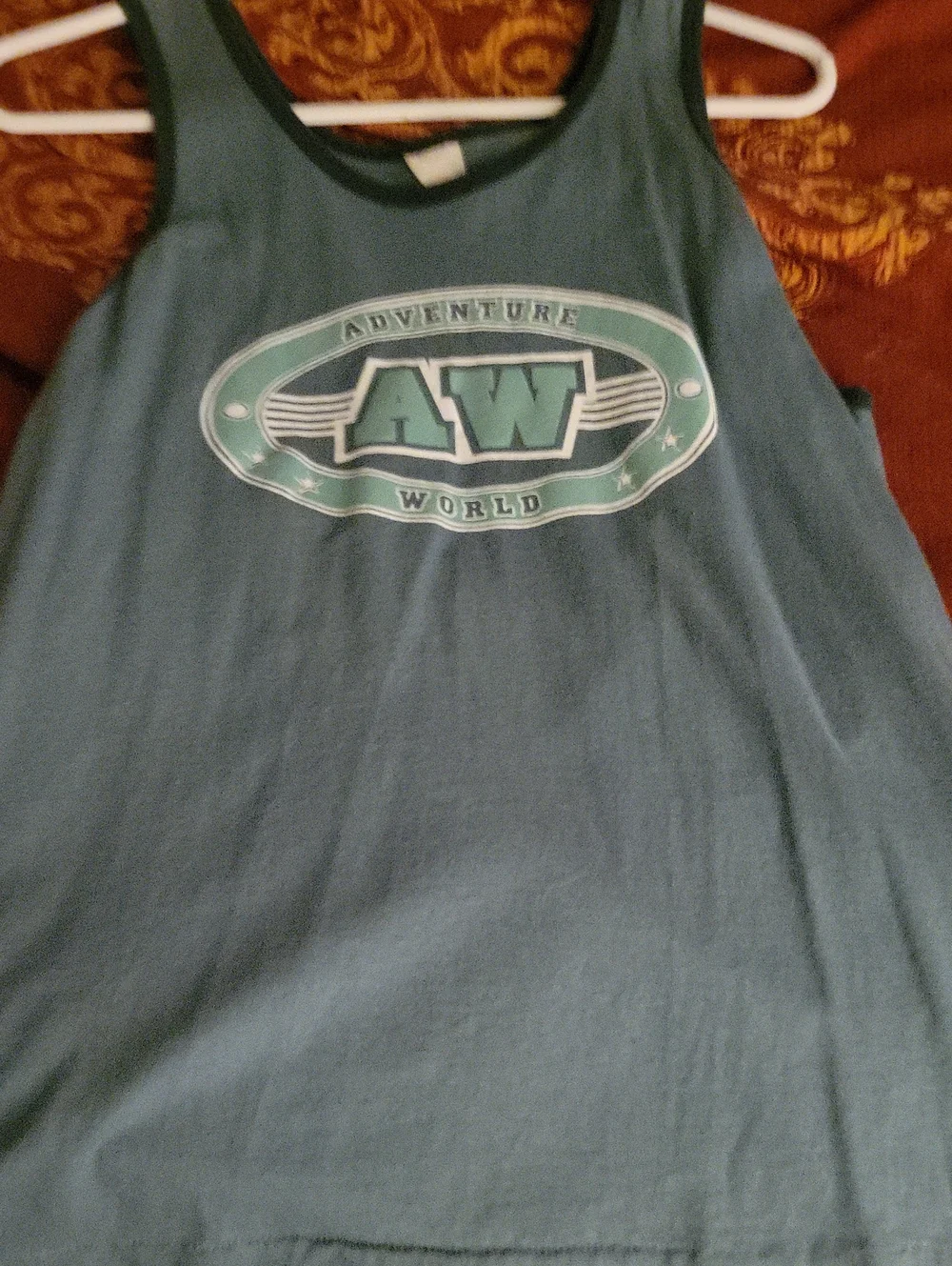 Vintage Adventure World AW Graphic Tank Top - Teal Green